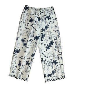 Silk Club Collection Black and Cream Floral Printed Pants Size 8